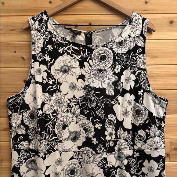 NWT Talbots Size 2X Plus Size Black White Floral Print Tank Maxi Dress - Picture 2 of 12